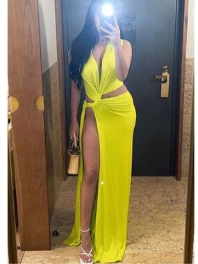 Angel Lane Bailey Loop Maxi Dress in Lime Size Small New